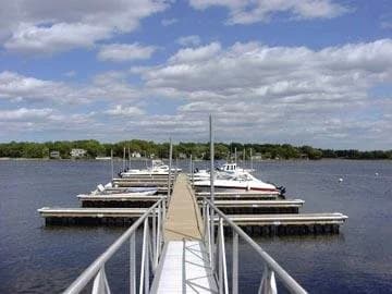 Boats in their slips at Wareham Marina